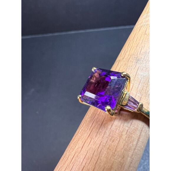 NEW African amethyst ring in vermeil yellow gold size 9 - Picture 12 of 16